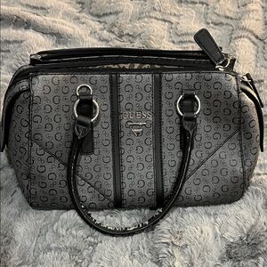 GUESS Monogram Black and Gray Satchel